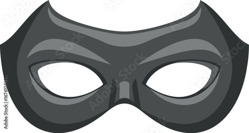 Dramatic dark gray masquerade mask with elegant curves for parties and events vector