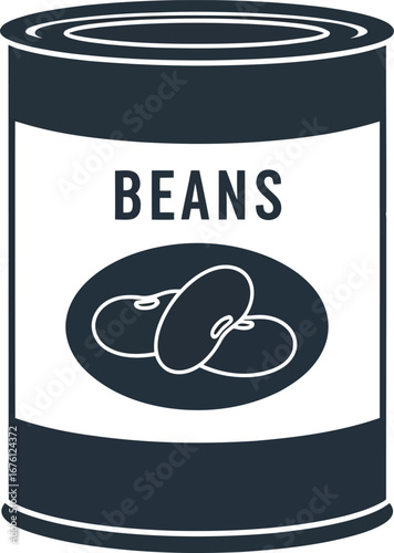 Canned beans food staple pantry essential simple drawing illustration vector