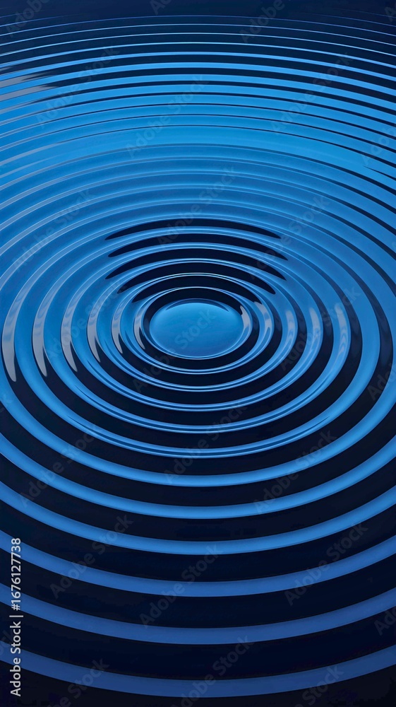Naklejka premium Concentric Blue Circles Radiating Outward, Creating a Rippling Effect