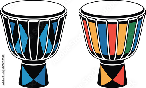 Djembe drum vector illustration african percussion instrument art