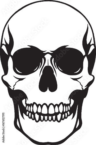 Wallpaper Mural Minimalist black and white skull icon – bold line art of human skull with anatomical features and gothic flair for edgy design themes. Torontodigital.ca