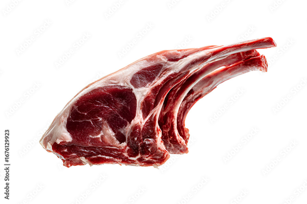 Fototapeta premium Raw lamb chops on black background fresh meat culinary delicious food