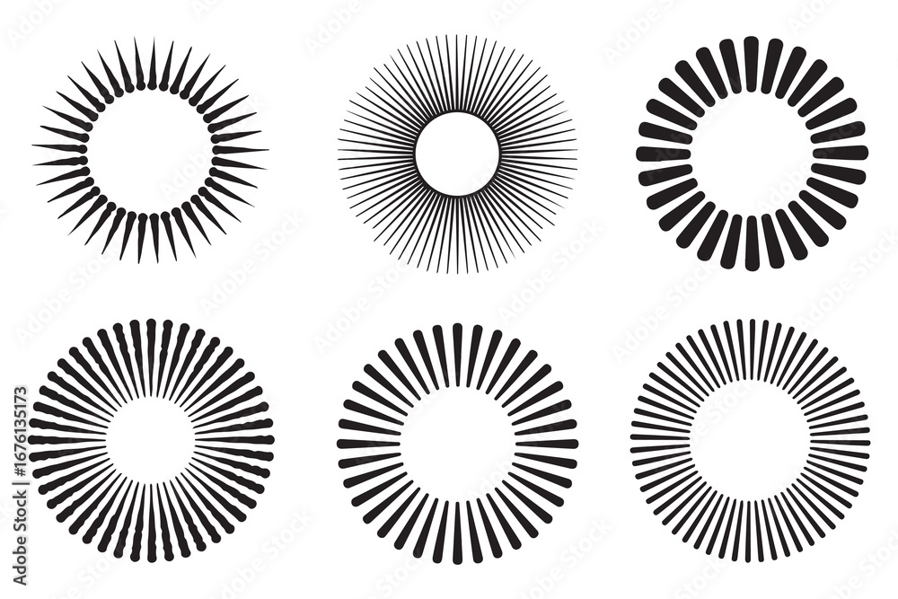 Fototapeta premium Circle design elements. Rounded halftone, black and white graphic design elements. Vector black silhouette. with white background