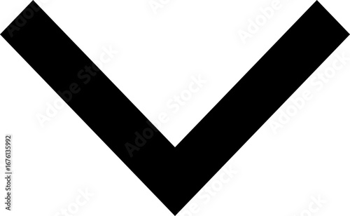 Abstract modern downward pointing arrow symbol with gradient shading, clean and sharp digital design element.