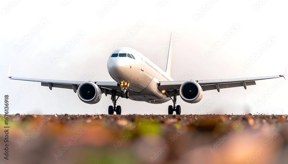 Obraz premium Airplane landing on runway