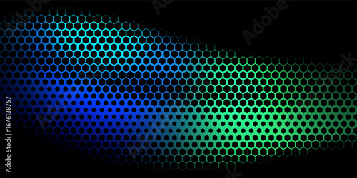 Hexagonal cyberspace blue background. Hexagon grid tech pattern. Eps10