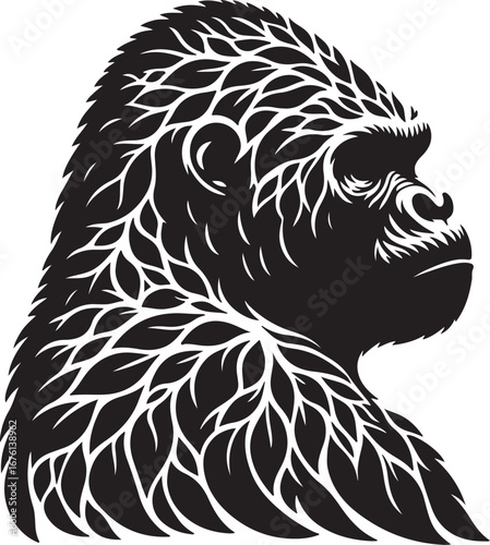 Vector illustration of a gorila , an animal art design for a tribal tattoo