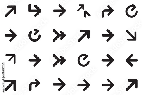 Full screen icons set. Arrow mark icons. Vector black silhouette. with white background