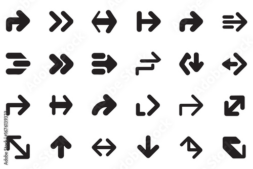 Full screen icons set. Arrow mark icons. Vector black silhouette. with white background