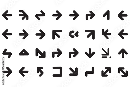 Full screen icons set. Arrow mark icons. Vector black silhouette. with white background