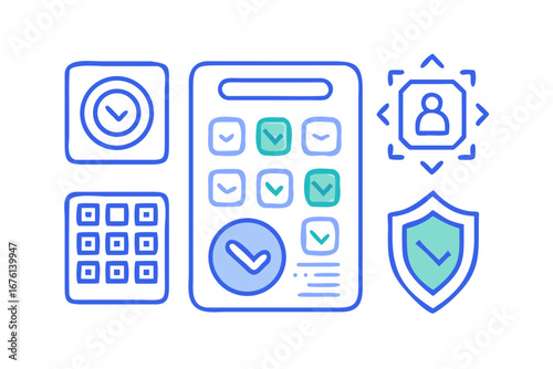 Digital checklist and security icons representing task completion and data protection