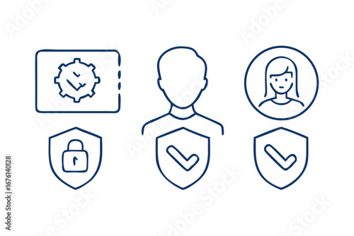 Digital security and privacy icons representing user data protection and access control