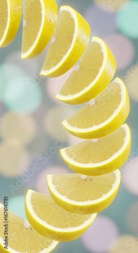 Refreshing Lemon Slices with Bokeh Background Vibrant Citrus Freshness