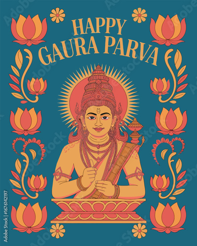 Happy Gaura Parva Hindu Festival Celebration Nepal Tradition