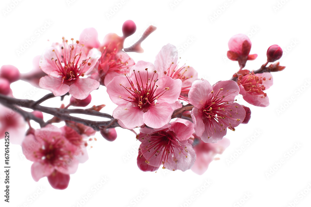 Naklejka premium Beautiful pink cherry blossoms isolated on transparent background