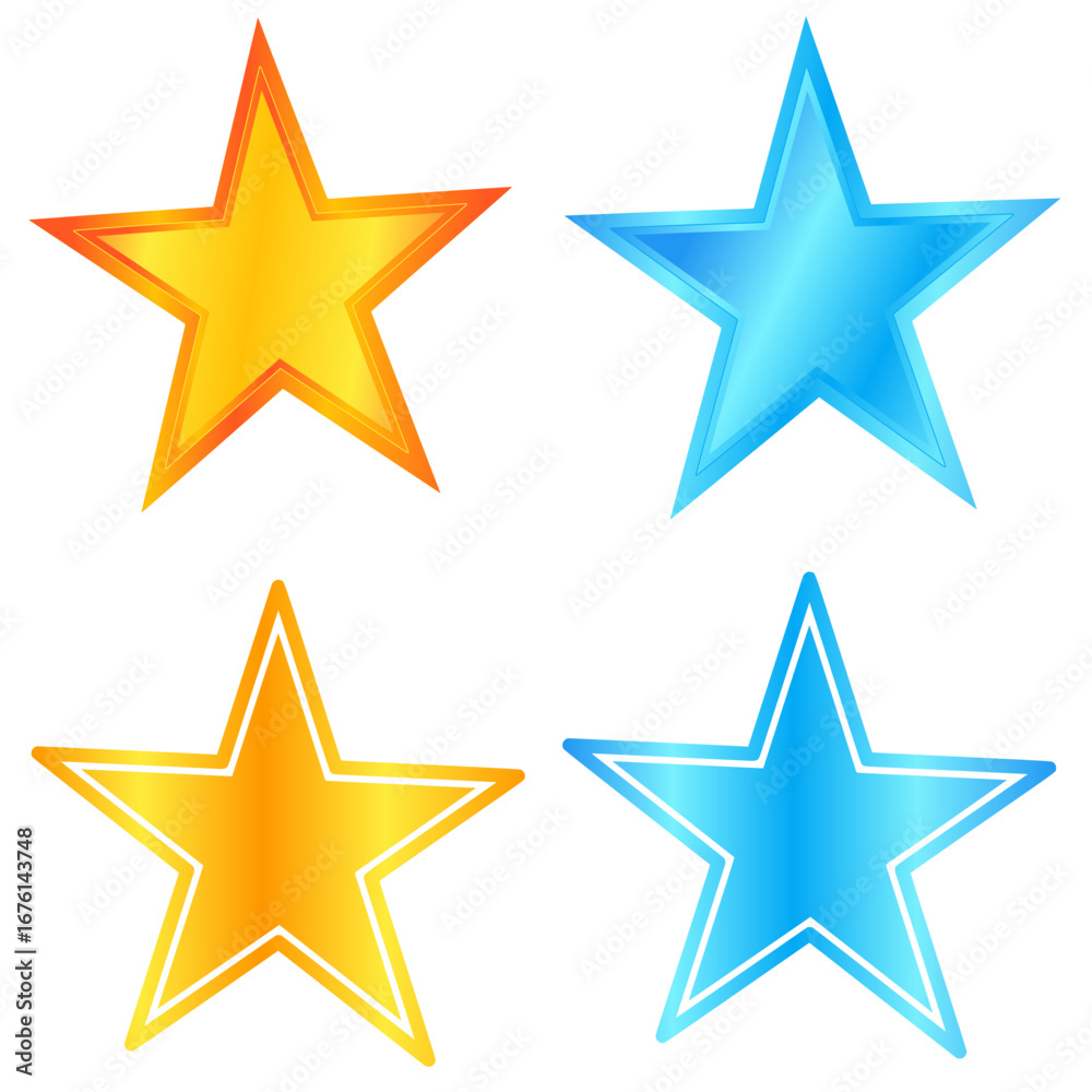Obraz premium Stars collection logo glossy, stars icon set