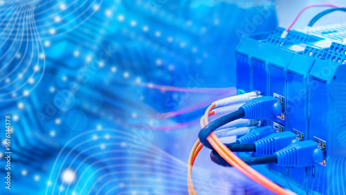 Close-up of network cables ...