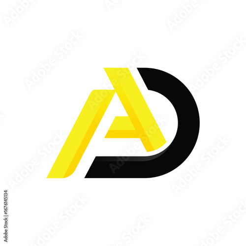 Free Download Modern AD Letter Logo Design in Yellow and Black - GFXLoad