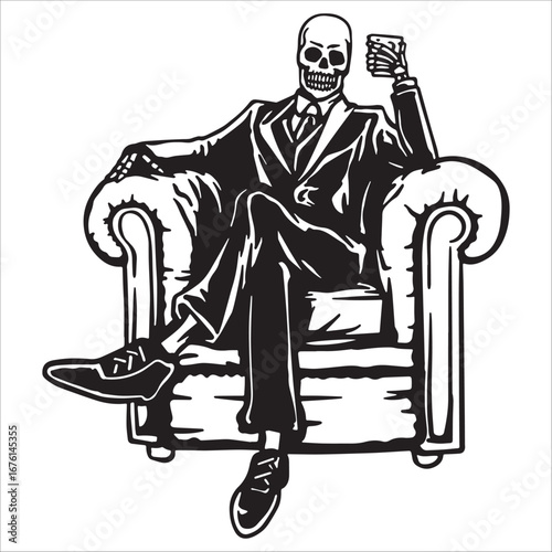 Skeleton Enjoying a Drink