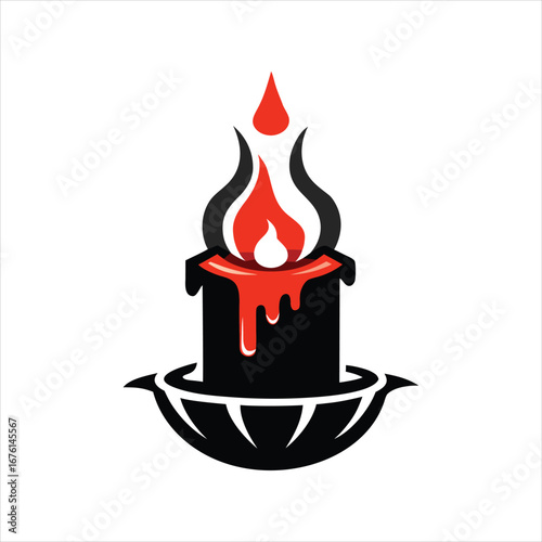 Horror Candle Logo Template Vector Design