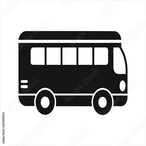  Modern Bus Transport Symbol Silhouette Vector