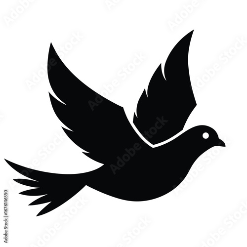 Black bird in flight flying wings