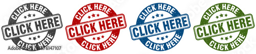 click here stamp. click here round stamp set isolated on white background