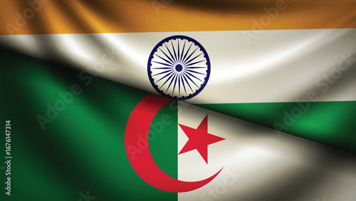 algeria and india flag fusion design