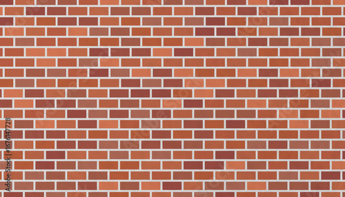 Realistic red brick wall background illustration. Seamless pattern design for construction, architecture, masonry, interior exterior decoration, building material. Abstract vintage retro texture.