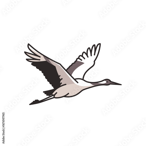 A bird with outstretched wings in flight against a white background.