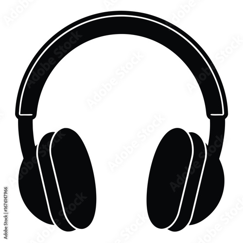 Black minimalist headphones audio sound