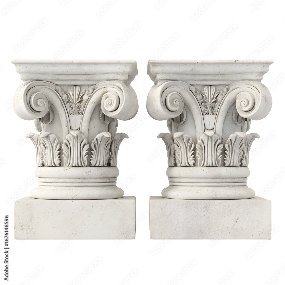 Obraz premium Elegant neoclassical architectural elements: Ionic capital column structures artfully displayed