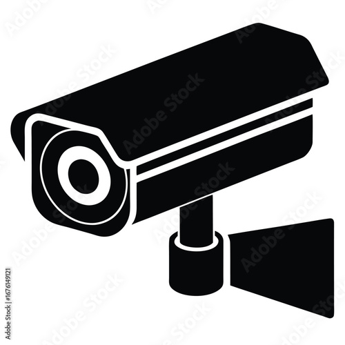 Black security camera with white accents surveillance