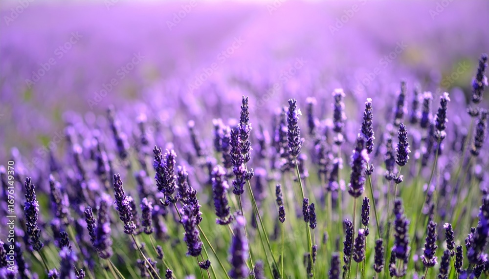 Fototapeta premium Serene Lavender Field with Lush Purple Blooms Under Soft Light
