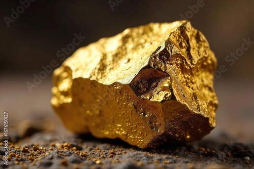 Lump of raw, unrefined gold nugget, freshly mined Shows natural texture and color variations Ideal for geology, finance, or luxury themes , carat, fortune