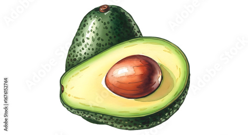 Watercolor Avocado Illustration
