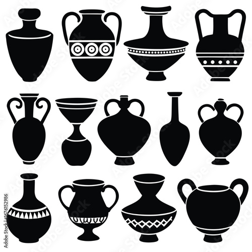 Ancient pottery vessels collection amphora vase