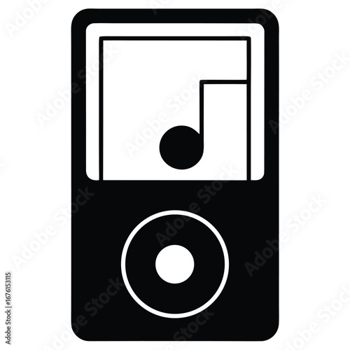 Black and white music player icon portable music audio device