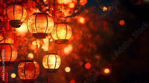 Wallpaper Mural Close-up of glowing Chinese New Year lanterns orange Torontodigital.ca