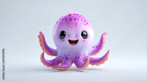 3d octopus on a white background