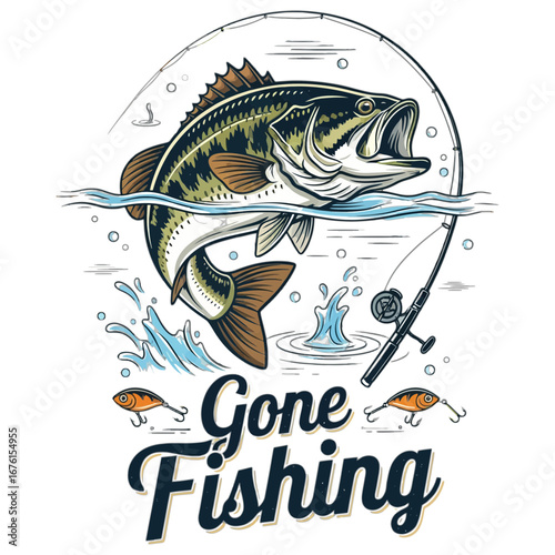 Go Fishing With This Lively Bass Illustration - A Perfect Design For All Anglers