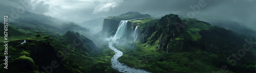 The scenery of the vast and beautiful waterfall
