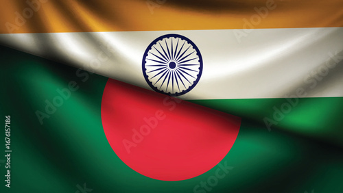 bangladesh and india flag fusion design