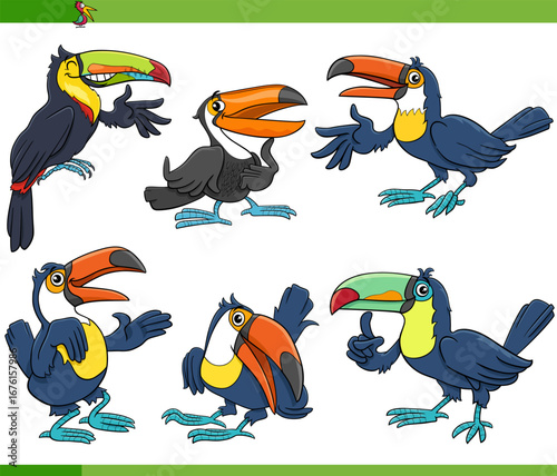 cartoon toucans birds wild animal characters collection