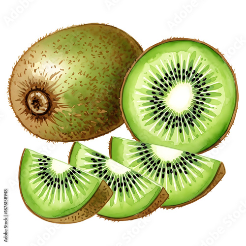 Watercolor Kiwi Illustration