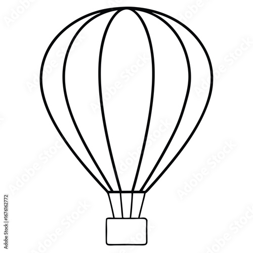 Classic hot air balloon line drawing illustration