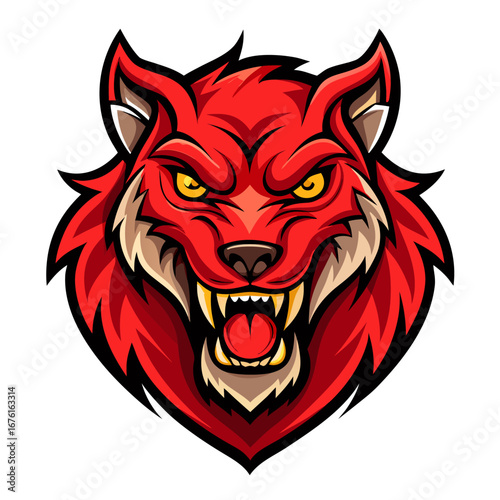 Wallpaper Mural Aggressive Red Beast Icon with Curved Vector Lines Torontodigital.ca