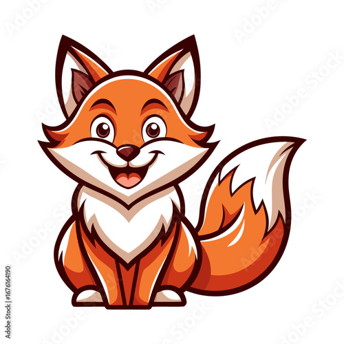 Cartoon Fox Duo Logo with Smiling and Neutral Expressions, Clean Vector Lines, and Layered Fur Details