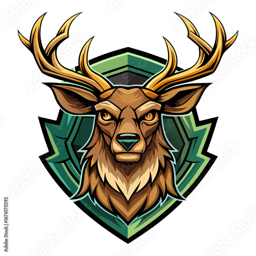 Stylized Stag with Bold Antlers in Gradient Tribal Crest