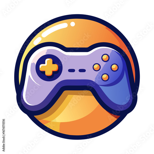 Bold-Curve Vector Gamepad Illustration with Soft Shadows for Tech Branding